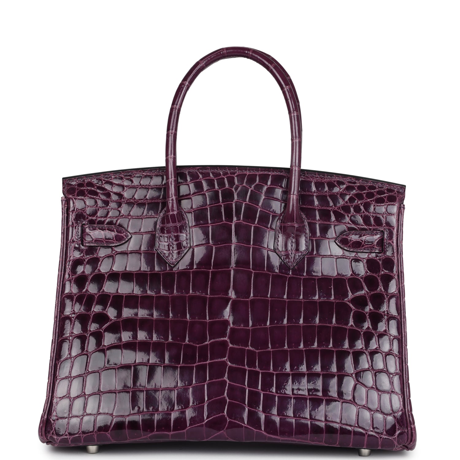 Birkin 25 Porosus Purple Croc Effect Leather Handbags Metal Lock Satchel Bags - Bagistaofficial