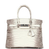 Birkin 25 Gris Tourterelle Croc Effect Leather Handbags Metal Lock Satchel Bags - Bagistaofficial