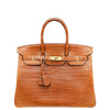 Birkin 25 Brown Croc Effect Leather Handbags Metal Lock Satchel Bags - Bagistaofficial