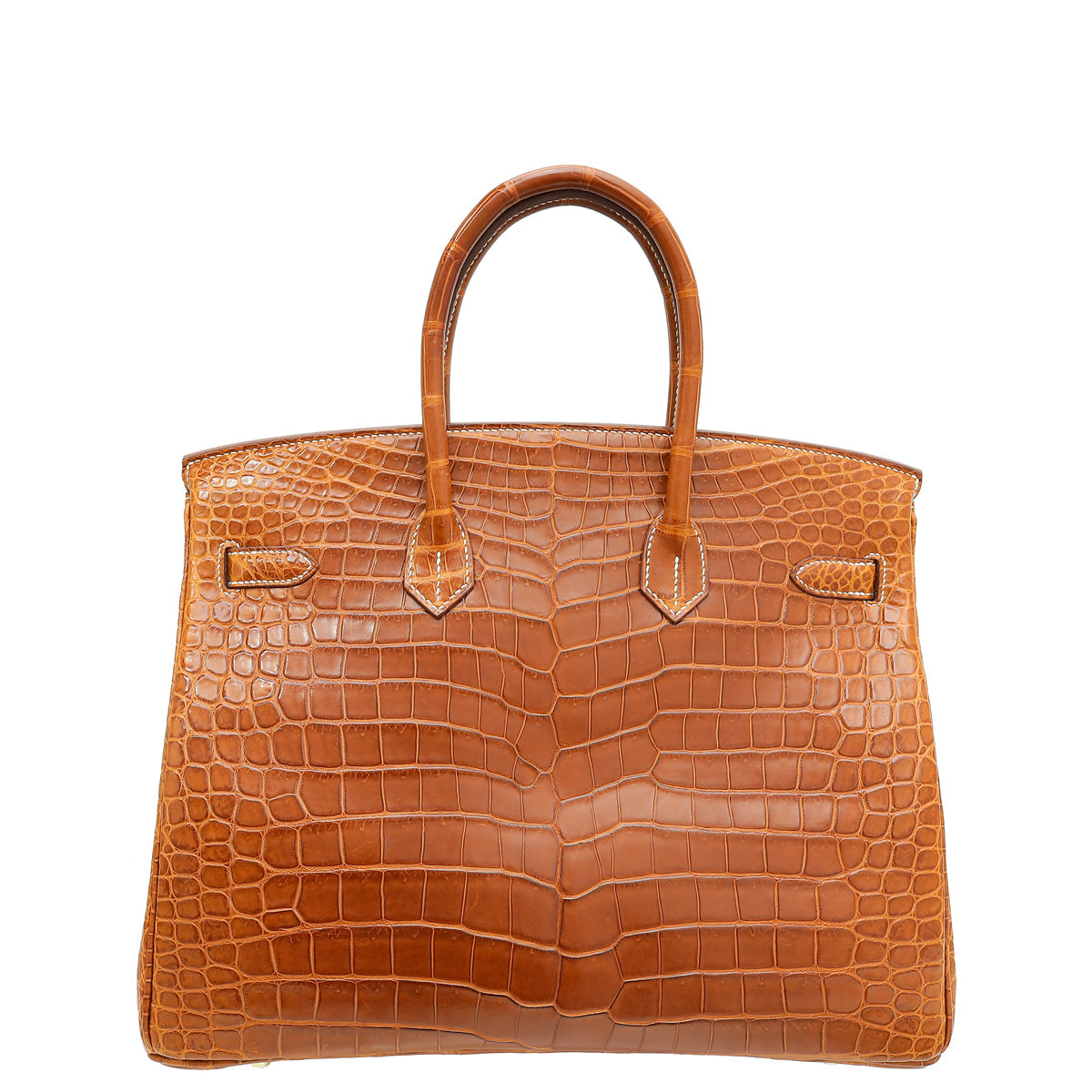 Birkin 25 Brown Croc Effect Leather Handbags Metal Lock Satchel Bags - Bagistaofficial