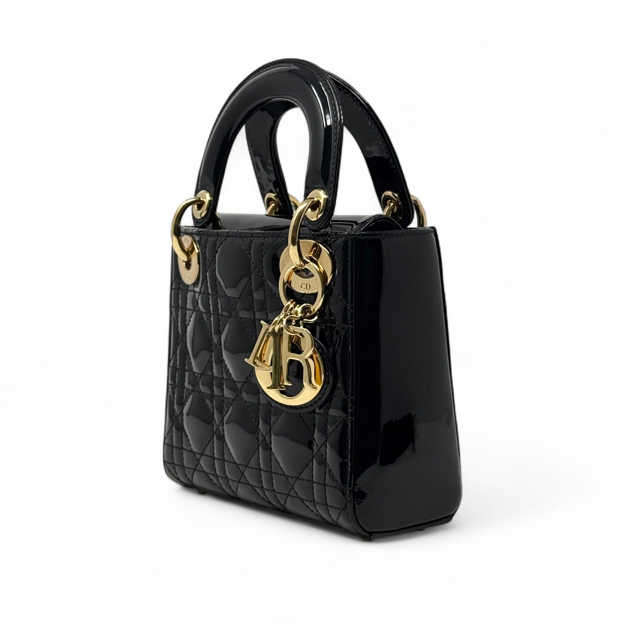 Christian Dior Patent Cannage Mini Lady Dior Black