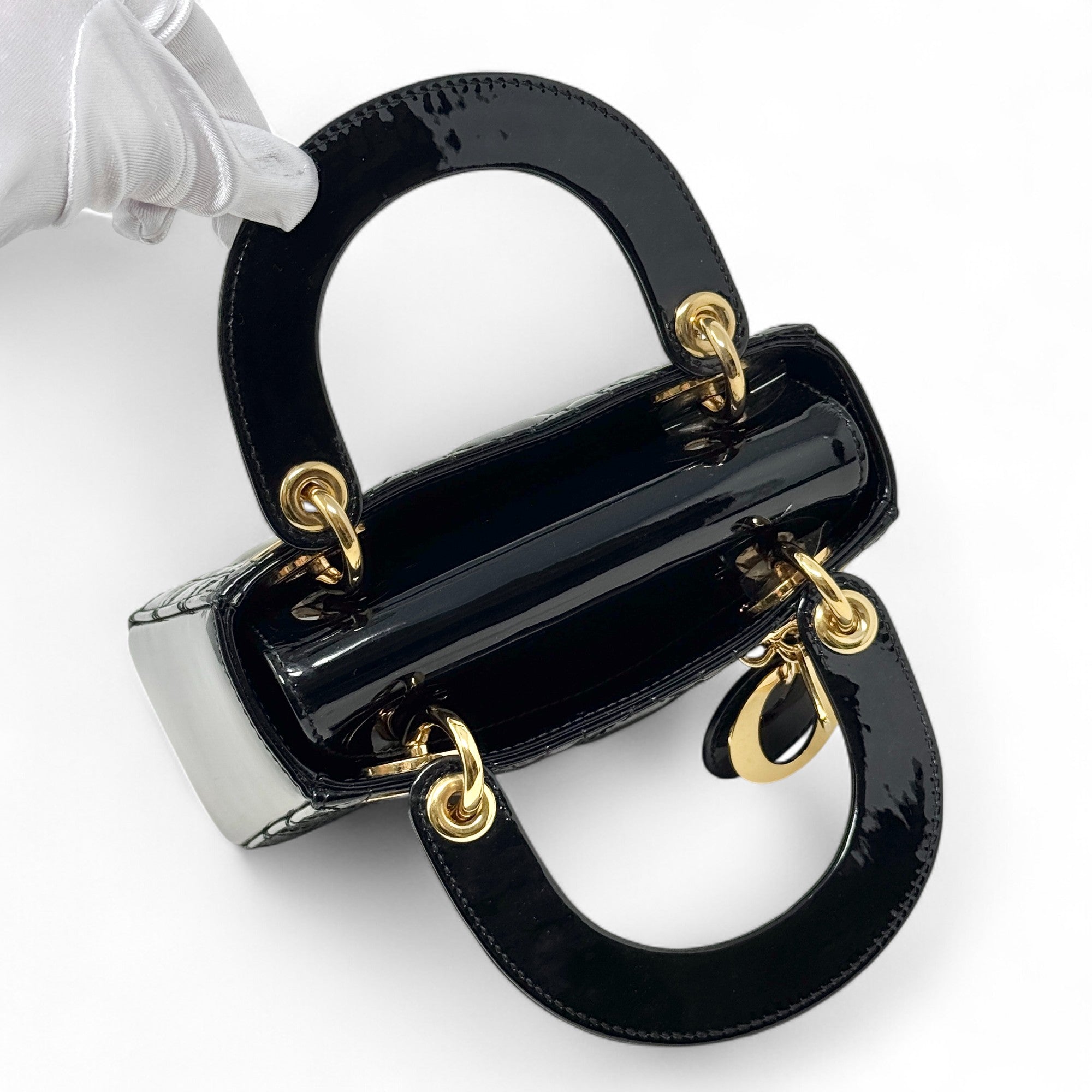 Christian Dior Patent Cannage Mini Lady Dior Black