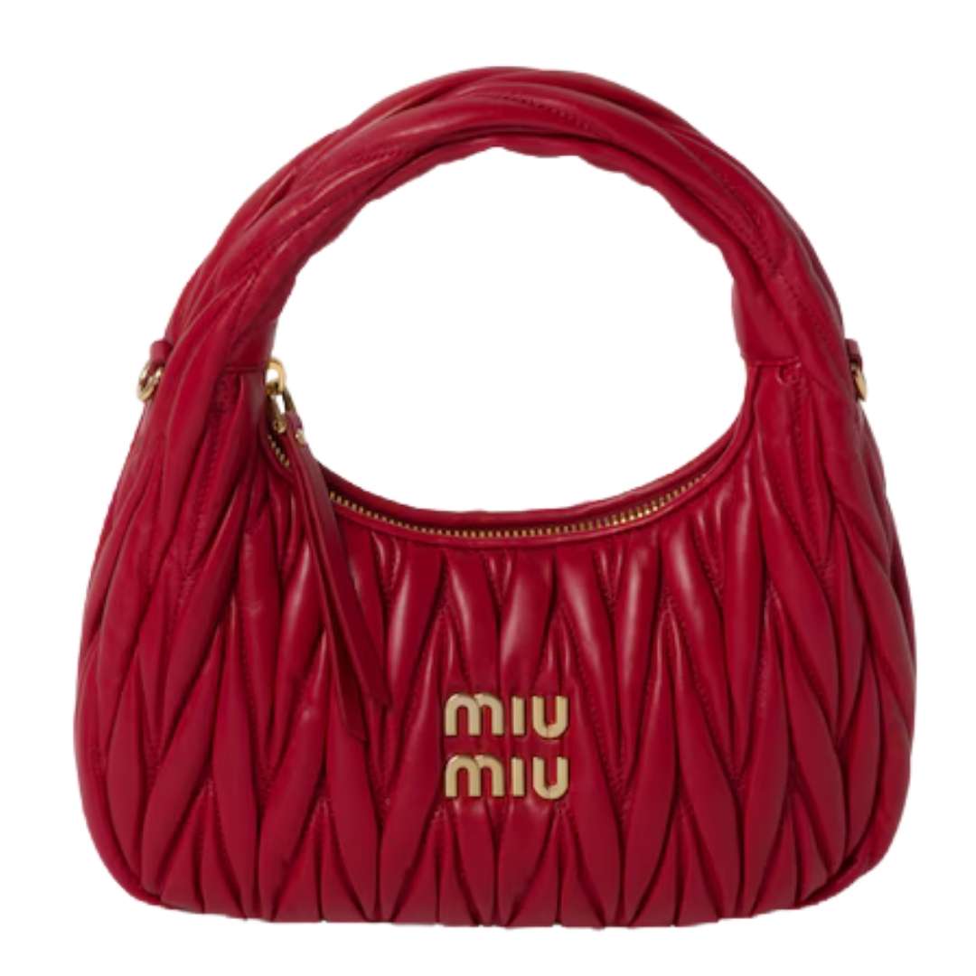 MIUMIU Wander Shoulder Bag in Matelassé Nappa Leather "Red" - Bagistaofficial