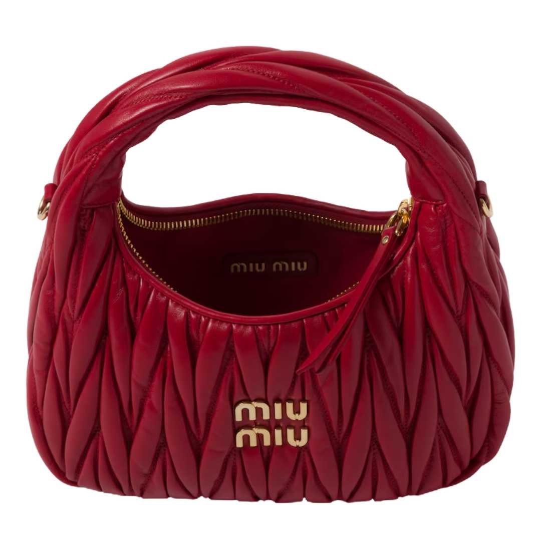 MIUMIU Wander Shoulder Bag in Matelassé Nappa Leather "Red" - Bagistaofficial