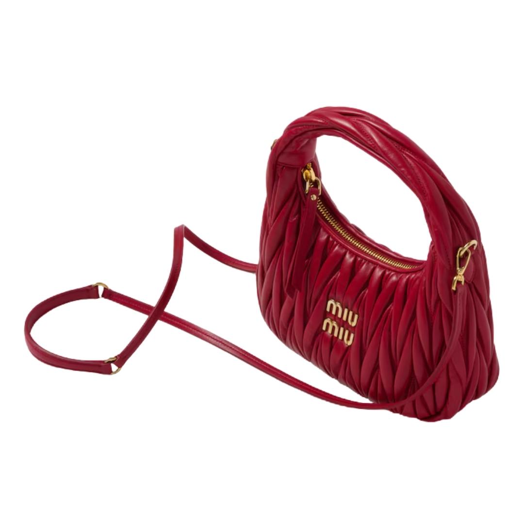 MIUMIU Wander Shoulder Bag in Matelassé Nappa Leather "Red" - Bagistaofficial