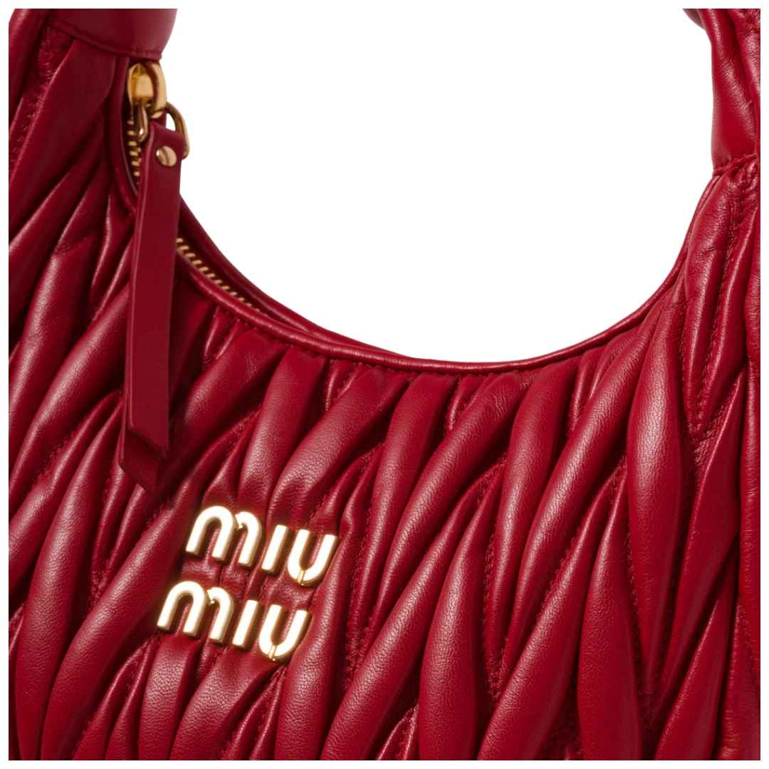 MIUMIU Wander Shoulder Bag in Matelassé Nappa Leather "Red" - Bagistaofficial