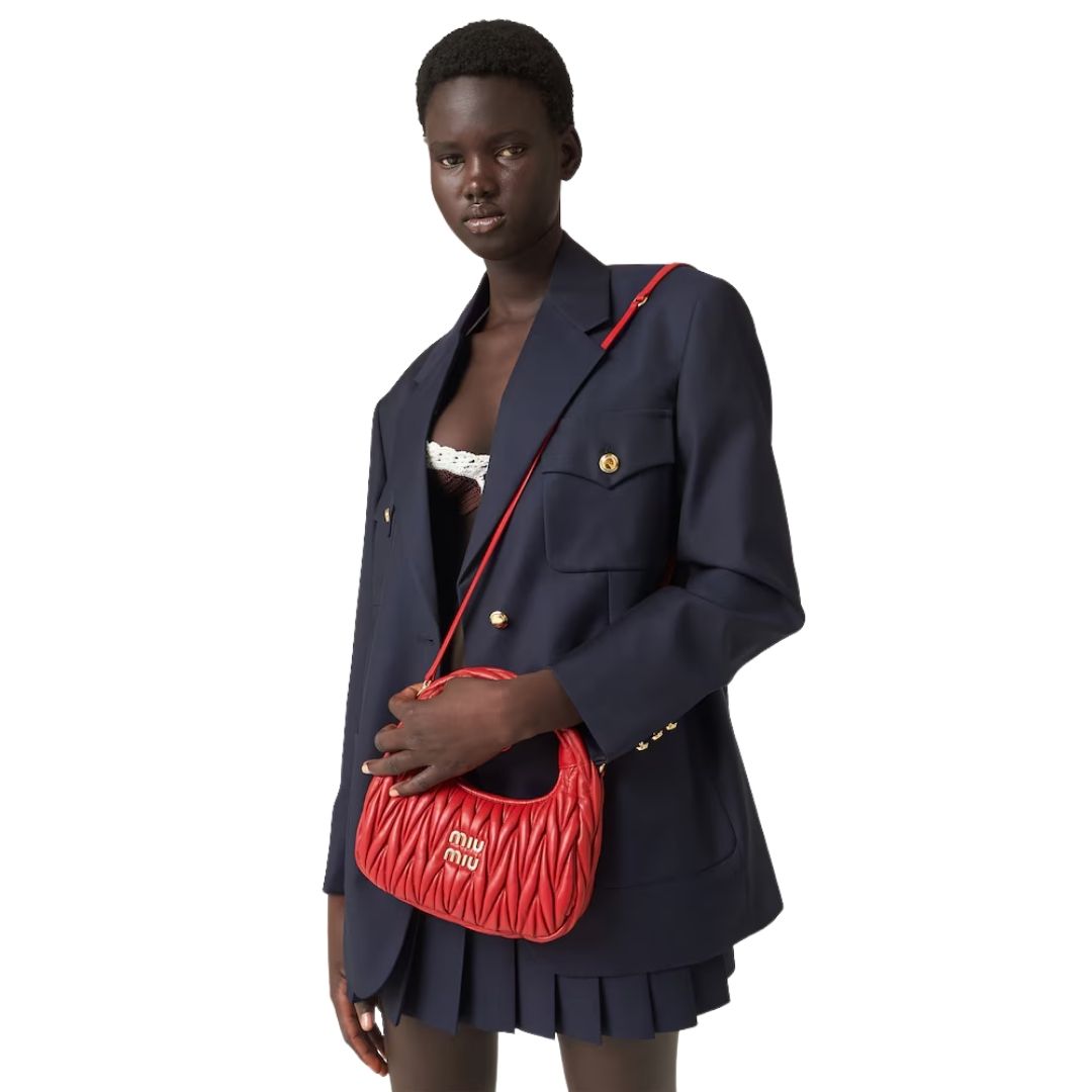 MIUMIU Wander Shoulder Bag in Matelassé Nappa Leather "Red" - Bagistaofficial