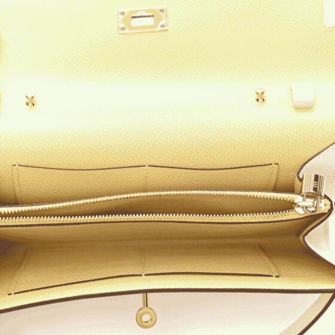 Hermes  Epsom Verso Kelly Wallet To Go Nata Jaune Poussin