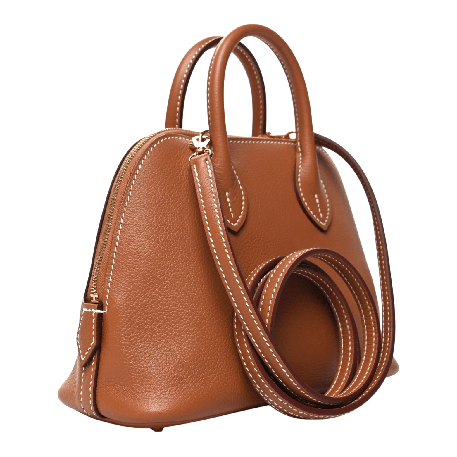 Hermès Bolide Mini Bag In Gold Evercolor Leather With Palladium Hardware