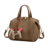 Hermes Brown Leather-look Satchel Handbag With A Horse Charm Accessory