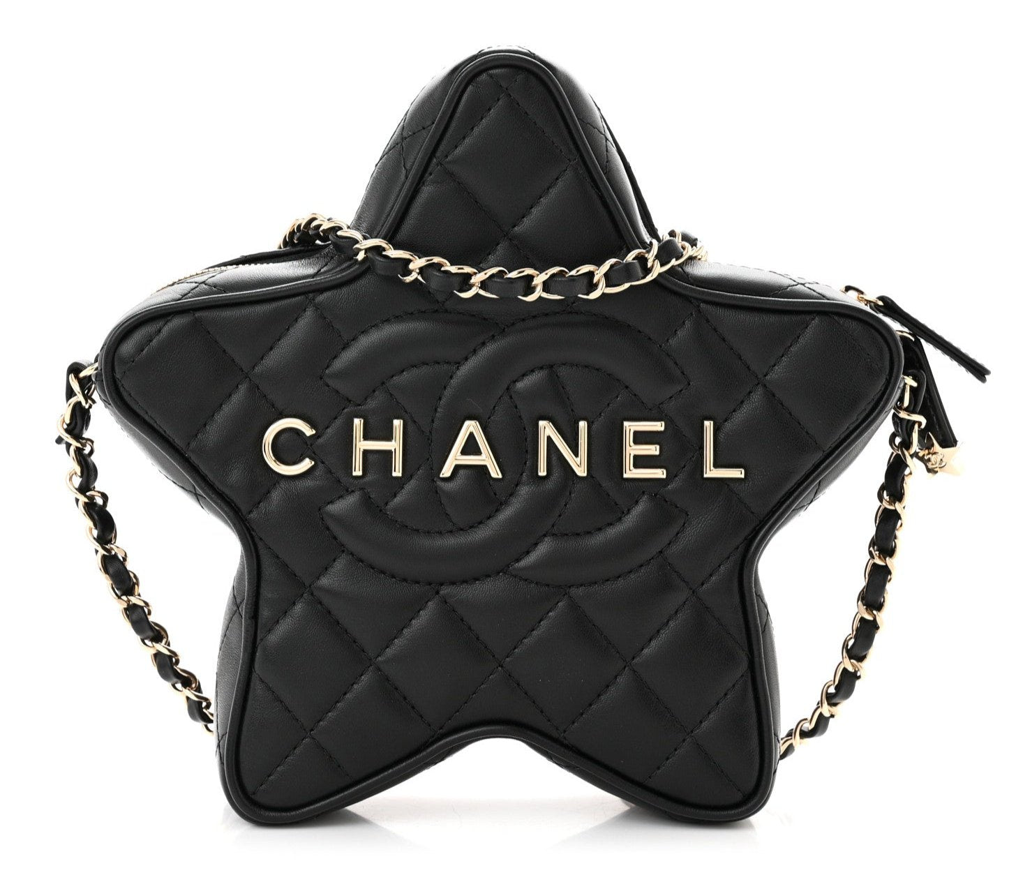 CHANEL Lambskin Quilted Walk of Fame Star Bag "Black" - Bagistaofficial