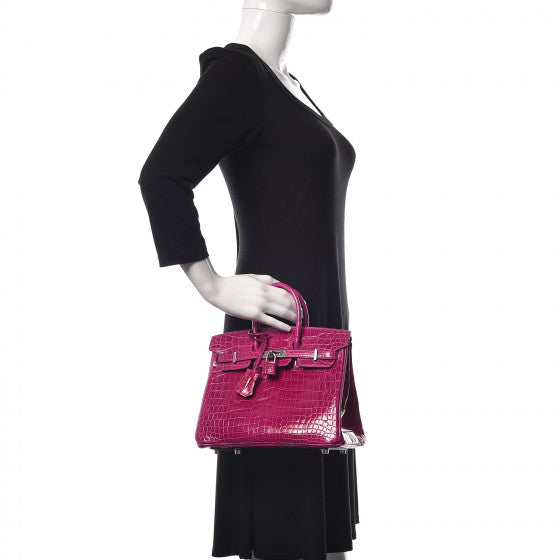 Hermes Birkin Pink Croc Effect Leather