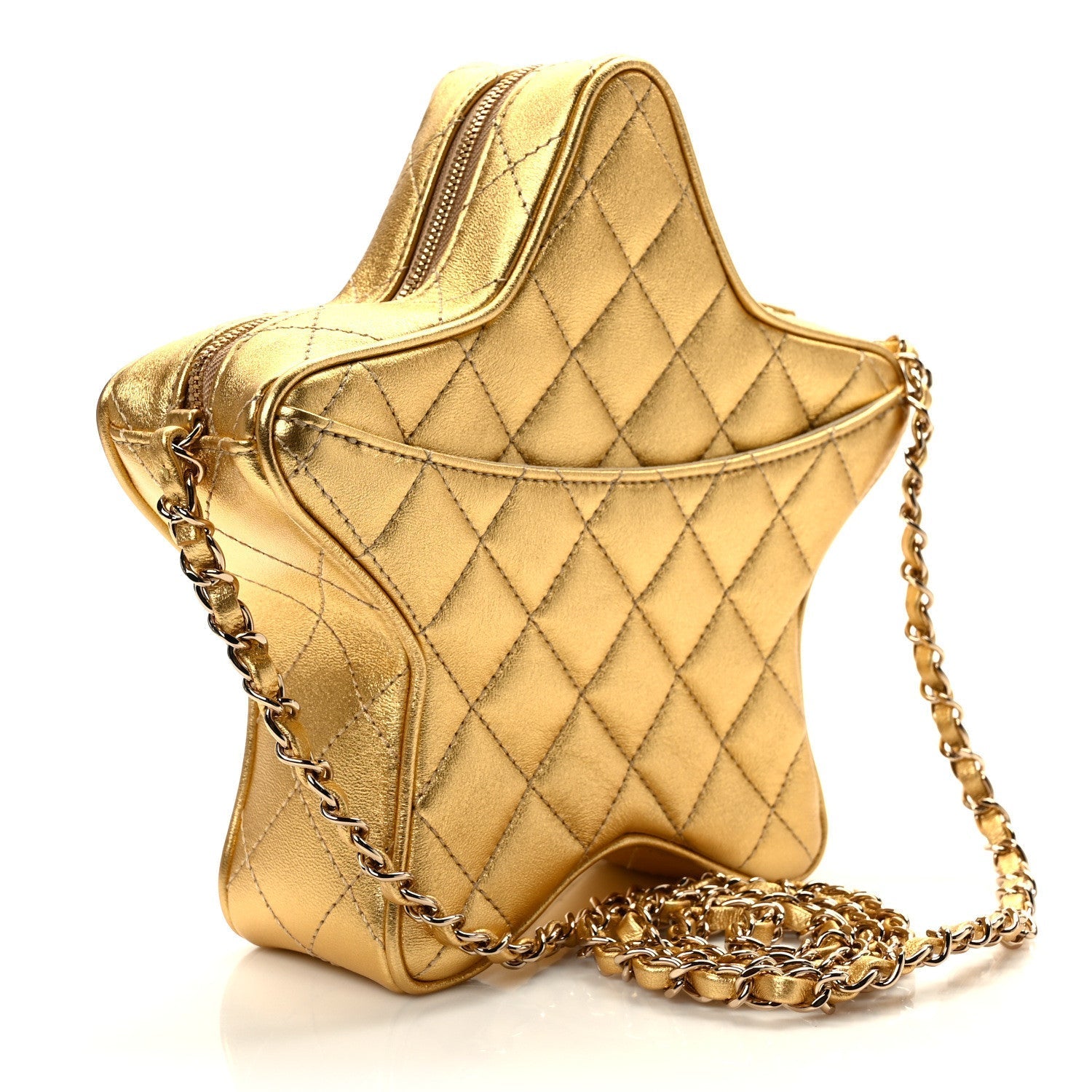 CHANEL Lambskin Quilted Walk of Fame Star Bag "Gold" - Bagistaofficial