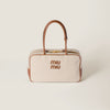 MiuMiu Beau canvas and leather bag Beige/brandy - Bagistaofficial