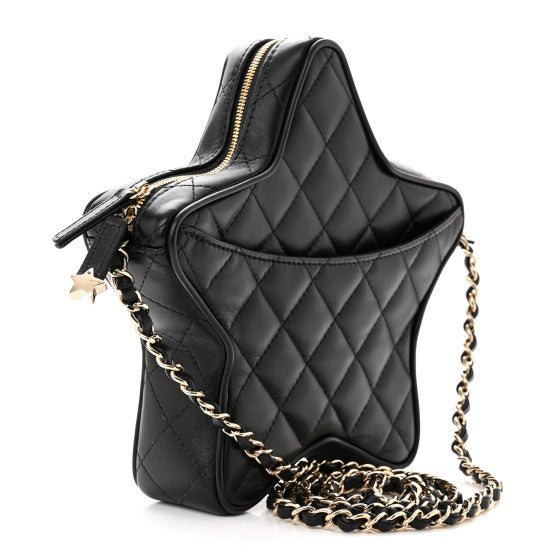 CHANEL Lambskin Quilted Walk of Fame Star Bag "Black" - Bagistaofficial