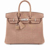 Hermes Birkin Pastel Pink Chai Matte Croc Effect Leather
