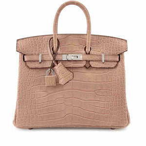 Hermes Birkin White Beton Matte Porosus Croc Effect Leather