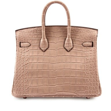 Hermes Birkin Pastel Pink Chai Matte Croc Effect Leather