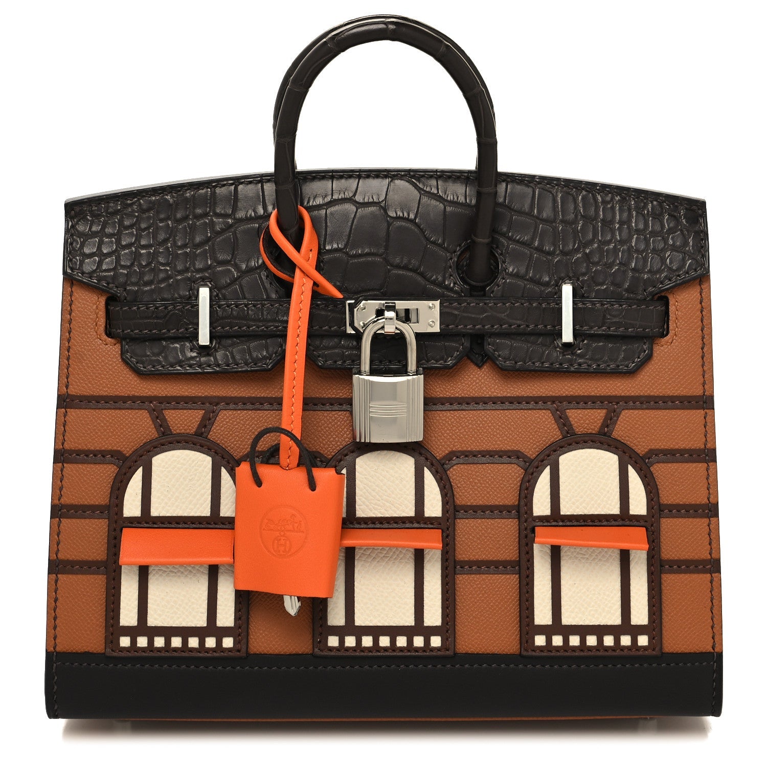 HERMES Madame Calfskin Matte Alligator Epsom Faubourg Day Birkin Sellier 20 Gold Ebene "Orange" - Bagistaofficial