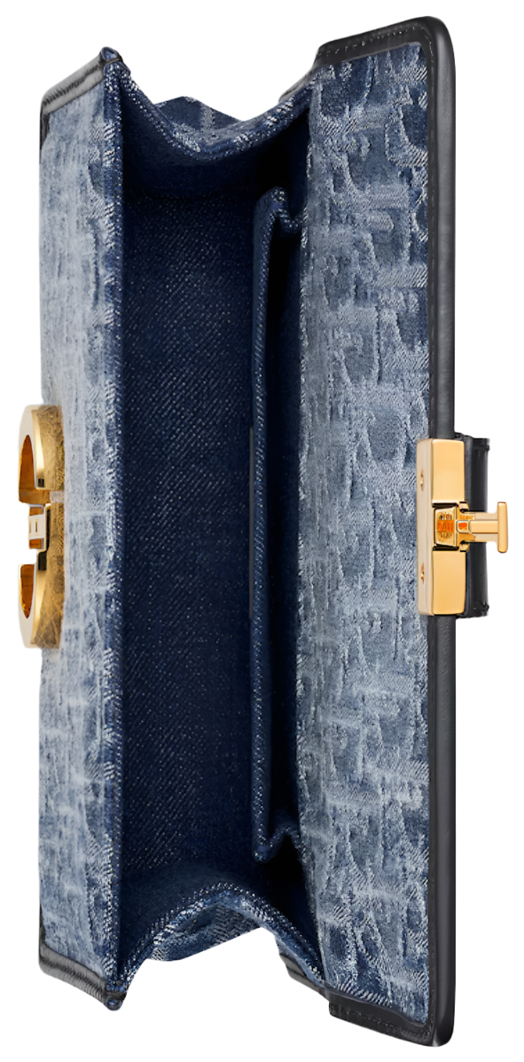 Dior 30 Montaigne East-West Bag with Chain Denim Oblique Jacquard "Blue" - Bagistaofficial