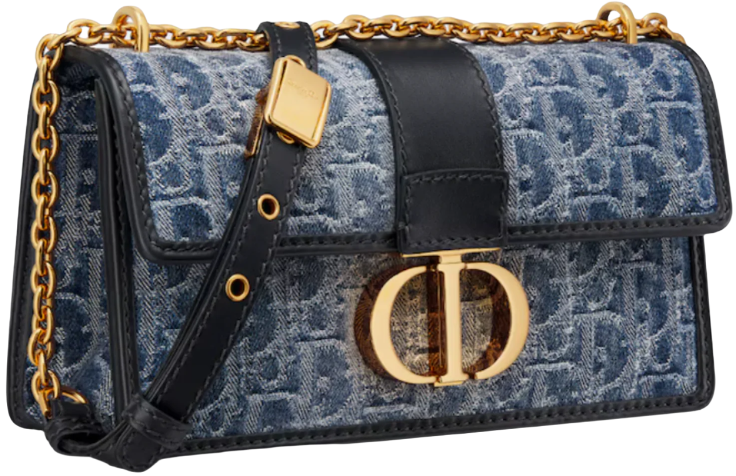 Dior 30 Montaigne East-West Bag with Chain Denim Oblique Jacquard "Blue" - Bagistaofficial