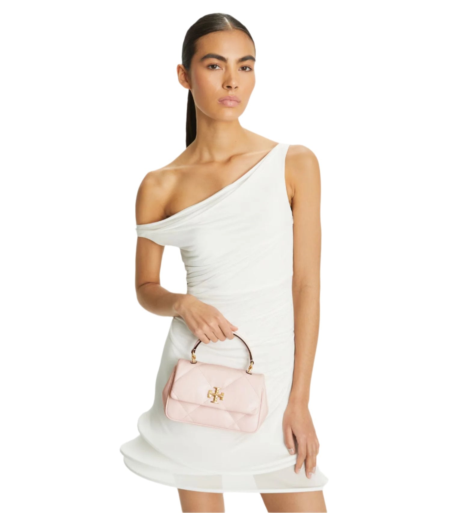 Tory Burch Kira diamond quilt-top handle "Rose Salt" - Bagistaofficial